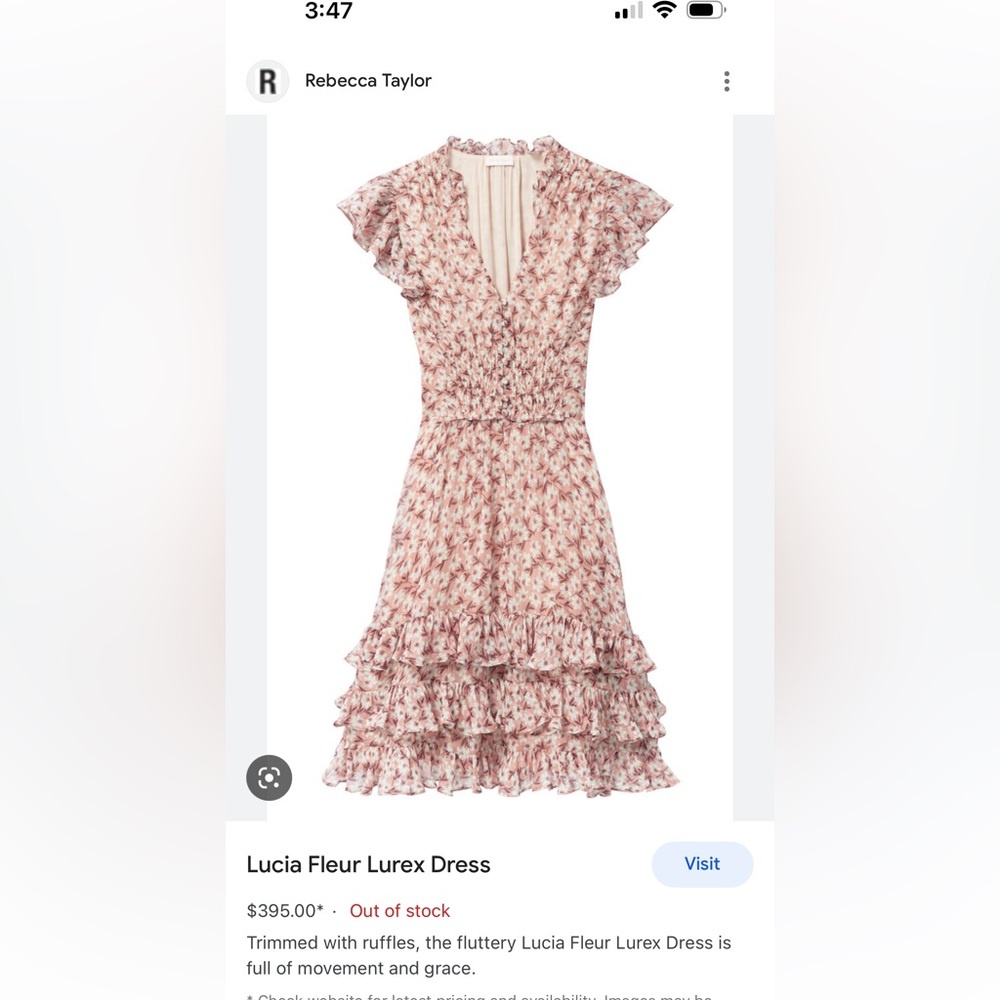 Rebecca Taylor Lucia Fleur lurex dress. Size 4